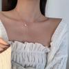 Collar Decorativo de Doble Anillo con Cuentas Redondas para Mujer, Plata 925, Nicho de Lujo Ligero, Diamante Flash Exquisito, Cadena de Clavícula de Celebridad Cibernética, Trendy