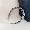 Diadema de Tela de Lunares y Rayas de Alta Calidad con Dientes, Estilo Retro Perezoso, Versátil, Antideslizante, Diadema de Corona Alta