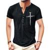 Comércio exterior transfronteiriço tamanho grande sem gola casual solto masculino Cross Digital impresso sem capuz camiseta de manga curta para jovens