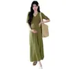 Vestido de Maternidad Casual de Verano 2026, Estilo Vacaciones, Ajustado, de Longitud Media, Alta Elasticidad, que Cubre el Vientre para Mamás con Estilo