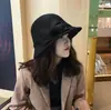 Nuevo Sombrero de Fieltro de Lana de Marca de Moda para Mujer, Sombrero de Cubo Redondo Estilo Coreano Otoño e Invierno, Sombrero Cloche Británico Retro Versátil de Celebridad de Internet
