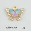Joias de Liga de Metal Estilo Coreano Acessórios diy Colar Pulseira Pingente Borboleta Colorida Ponto Diamante Pingente Único para Pendurar Venda por Atacado