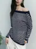 Suéter de tricô fashion com listras em triacetato, mesmo estilo de Qin Lan, para mulheres, nova coleção de verão 2026