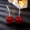 Pendientes Rojos Vintage Ankora Fruta Festiva Cereza Diseño de Nicho Moda Exquisita para Viajar al Trabajo Combinan con Todo Joyería para Orejas