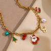 Moda Europea y Americana Elegante Dibujo Animado Lindo Colgante Acero Inoxidable Chapado en Oro de 18K Cadena Grande O Collar con Colgante de Navidad para Mujer