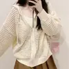Ropa exterior con capucha de diseño hueco, chaqueta fina, sudadera casual estilo coreano primavera-verano, cárdigan de punto con cremallera para mujer