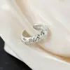 Nafoge joyería de plata al por mayor anillo de plata de cuerpo entero Anillo de cola de plata de flor hueca para mujer anillo de plata para dedo meñique con apertura