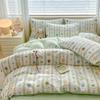 Juego de cuatro piezas de algodón puro estilo Mori Cubierta de edredón individual de algodón Ropa de cama Dormitorio Sábana de tres piezas Juego para las cuatro estaciones
