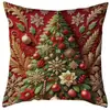 Funda de Almohada Navideña Tridimensional con Patrones de Reno, Muñeco de Nieve y Árbol de Navidad para Funda de Cojín de Sofá de Sala de Estar