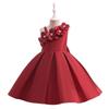 Cross-border Amazon Girl Dress Flor Pearl Girl Dress Mid-child aniversário elegante crianças vestido de princesa