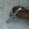 Haiteng Joias, Pingente Punk Tendência Personalizado em Aço Inoxidável Multicamadas Multicolorido com Cruz e Texto para Homens, Aprovação Direta do Fabricante