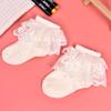 Novas meias de renda para crianças, meias de malha respiráveis e amigas da pele para meninas, de comprimento médio até a panturrilha, meias de algodão da moda coreana, estilo princesa