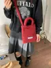 Bolsa Pequeña de Felpa Roja de Invierno para Mujer, Estilo Coreano Ins Linda Estudiante Casual Versátil Bolso Cruzado Bolso para Teléfono Móvil