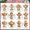 Transfronterizo 12 Piezas Ángel de Madera Ángel Blanco Campana Dorada Cinta Ventana del Hogar Chimenea Fiesta Decoración Colgante