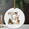 Nueva decoración navideña transfronteriza: Colgante acrílico 2D con letra y diseño de ciervo para árbol de Navidad y decoración navideña del hogar