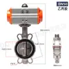 Válvula borboleta pneumática Dongqi D671F válvula borboleta de wafer PTFE borracha 304 válvula de corte rápido de aço inoxidável DN50