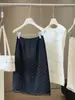 Saia de Bolinhas Inspirada em Design para Mulheres, Nova Saia de Renda com Patchwork Linha A Justa ao Corpo Verão 2026, Saia de Comprimento Médio Fashion e Elegante
