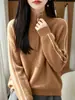 Nuevo Suéter de Lana Pura de Punto con Medio Cuello Alto y Media Cremallera, Manga Larga, Bloques de Color, Holgado, Otoño/Invierno 2026
