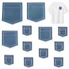 Patch Bordado Comércio Transfronteiriço Jeans Azul Escuro Bolso Falso Patch Termocolante Acessório Decorativo Patch de Tecido para Sapato e Chapéu