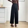 Especial 100kg Novo Início de Outono Calça Reta Simples com Cordão Cintura Elástica para Meninas Plus Size, Calça Caprichada de Nove Pontos 0926