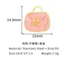 Pingente Mini Bolsa Banhado a Ouro 18K em Aço Inoxidável Estilo Ins Desenho Animado Bolsa de Mão Acessórios para Joias DIY Zhongxing