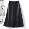 Falda de Cuero con Hebilla Vintage para Mujer, Otoño 2026 Nueva Falda de Cintura Alta Ajustada al Cuerpo que Resalta las Caderas, Falda Lápiz de Longitud Media Adelgazante