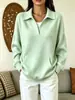 Suéter Pulóver de Punto para Mujer 2026 Nuevo Otoño/Invierno Europeo y Americano, Cuello Polo, Elegante, Sencillo, Moderno, con Bolsillos, Tejido