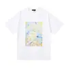 Comércio Exterior Marca da Moda Marca Roxa Logo Clássico de Letras Estampado Manga Curta Névoa Rua Americana Marca da Moda Camiseta
