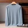 Novedad Otoño 2026 Suéter de Punto 100% Cachemira Pura para Hombre Cuello Redondo Manga Raglán Casual de Negocios