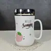 Taza de Cerámica con Tapa Cuchara Taza de Agua de Dibujos Animados Taza para el Hogar Taza de Pareja Hombre y Mujer Taza para Té de Oficina Regalo para Niña