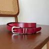 Cinto de Couro Feminino de Alta Qualidade, Requintado e Fashion, Adequado para Meninas, Couro Genuíno, Vermelho, Estilo Sunshine, Uso Diário Casual, Cinto Feminino
