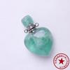 Botella de aceite esencial de perfume, directa de fábrica, de cristal natural, piedra cruda pulida, colgante de aromaterapia en forma de corazón de amor, colgante de jade de cristal rosa.