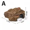 Escondite de roca artificial para paisajismo de acuarios, cueva escondite para reptiles para geckos, ranas cornudas, arañas, escorpiones y cangrejos ermitaños