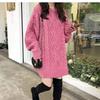 2025 Novo Estilo Coreano Solto Grande Estilo Casual Torcido Pulôver Comprimento Médio Moda Feminina Tamanho Grande Suéter Feminino