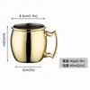 Taza mula dorada brillante europea de Moscú, acero inoxidable, color sólido, metal chapado en cobre, copa de vino, copa de bar de cóctel