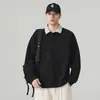 Novedad de Otoño 2026: Sudadera de manga larga para hombre, holgada, cómoda, versátil, casual, moderna, con patchwork de punto estilo granero