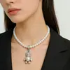 Colar de Pérolas de Alto Padrão Ursinho de Pelúcia Microcravejado com Zircônia Estilo Menina Doce, Corrente de Clavícula Estilo Ins Única e na Moda Atacado