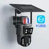 Câmera Solar 4G Externa Sem Rede ou Eletricidade, Alarme de Luz Vermelha e Azul Ubox, Vídeo com Lente Dupla, Monitor de Bateria