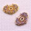 L60671 Joyería de Estilo Antiguo DIY Cobre Hecho a Mano Bicolor Azul Color Punto Esmeralda Horquilla Corona para el Cabello Material Accesorios 33*45mm