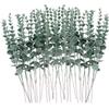 Hojas de eucalipto artificiales transfronterizas, tallos, ramas verdes doradas, hojas de eucalipto, decoración de interiores para bodas, flores falsas