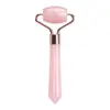 Rodillo de jade directo de fábrica para masaje facial, varilla de belleza de cristal para levantar y raspar el rostro, rodillo de cristal rosa de una cabeza para la cara