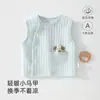 Colete de algodão quente para usar por cima, para bebês e crianças pequenas, com estampas fofas de desenhos animados, adequado para outono e inverno, com acolchoamento matelassê e design sem costura Classe A