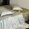 Luxo Leve Conjunto de Colcha de Verão com 60 Fios Tencel Lenzing de Quatro Peças Colcha Estampada de Alta Qualidade para Ar Condicionado Colcha Refrescante de Verão de Seda Gelada para Dormir Nu