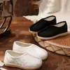 Zapatos Blancos de Grulla Almohada Estilo Chino Nuevo Hanfu para Niños y Niñas, Patrón de Olas para Actuación sin Cordones Suela Suave, Populares Zapatos Étnicos Antiguos para Niños