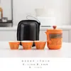 Conjunto de Chá de Viagem Portátil Estilo Camping ao Ar Livre Equipamento para Preparar Chá de Viagem Acompanha Copo Rápido Um Bule Três Xícaras