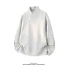 2026 Nueva Sudadera Pulóver Cruzada para Hombre con Cuello Alto y Media Cremallera Camiseta Básica Deportiva Casual Americana de Manga Larga para Hombre