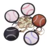 Llavero creativo nuevo de cuero PU de béisbol, colgante para bolso deportivo de mujer de cuero PU estilo europeo y americano, venta al por mayor de fábrica