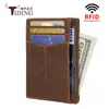 Chao Niu Nuevo Retro Piel Genuina RFID Antimanético Bolso para Tarjetas Ultra delgada Bolsa para Identificación Piel de Vaca Multi-tarjeta Billetera de Conductor
