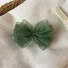 Pinza de Plátano Verde con Puntos Frescos e Inspiración Boscosa, con Moño, Accesorio de Pelo Esponjoso, Pasador para Cola de Caballo Alta, Adorno de Pinza Vertical de Moda