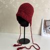 Chapéu de crochê japonês artístico feito à mão para crianças, outono e inverno, chapéu de lã mohair, estilo coreano fofo, bolsa da moda, chapéu de cabeça